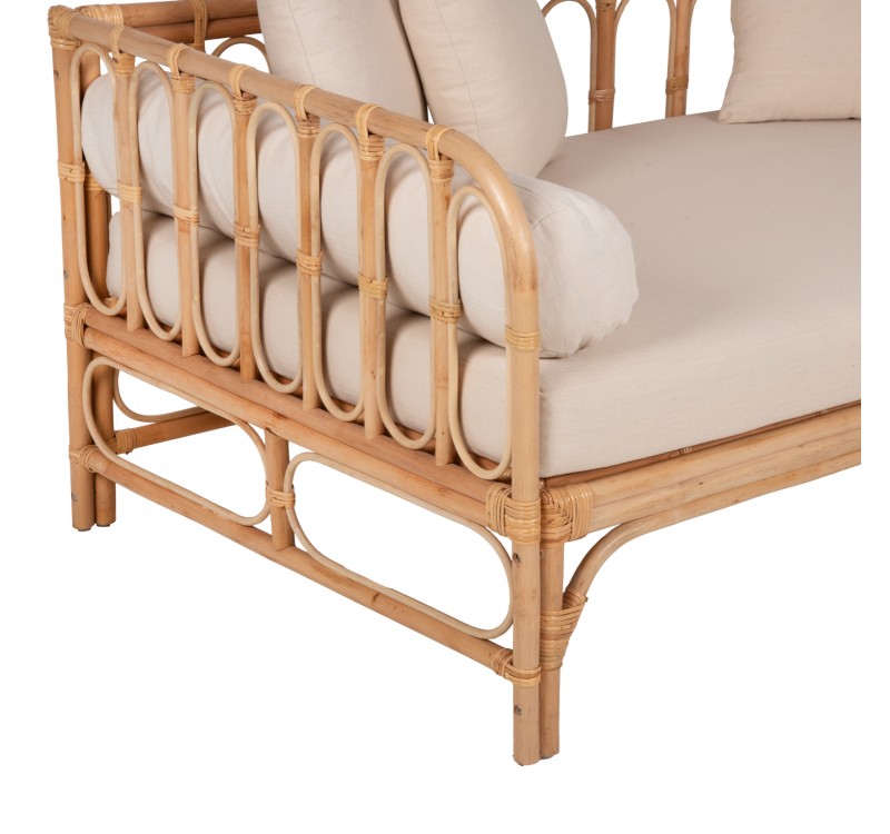 ΚΑΝΑΠΕΣ-ΚΡΕΒΑΤΙ ΕΞ. ΧΩΡΟΥ LIGNANO HM9660 RATTAΝ ΦΥΣΙΚΟ-ΜΠΕΖ ΜΑΞΙΛΑΡΙΑ 200x100x75Υεκ.