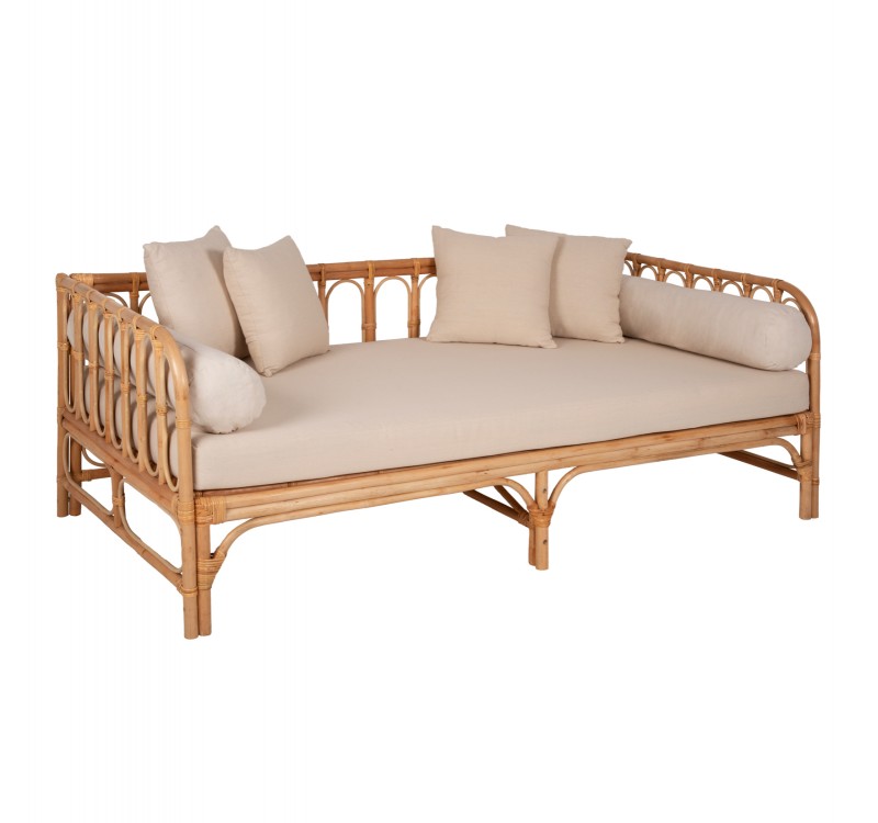 ΚΑΝΑΠΕΣ-ΚΡΕΒΑΤΙ ΕΞ. ΧΩΡΟΥ LIGNANO HM9660 RATTAΝ ΦΥΣΙΚΟ-ΜΠΕΖ ΜΑΞΙΛΑΡΙΑ 200x100x75Υεκ.