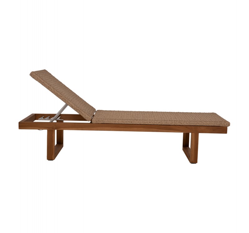 ΞΑΠΛΩΣΤΡΑ PATRON HM5993 TEAK ΞΥΛΟ ΚΑΙ ΣΧΟΙΝΙ VIRO ΣΕ ΠΛΕΞΗ WICKER 191x65x86Yεκ.
