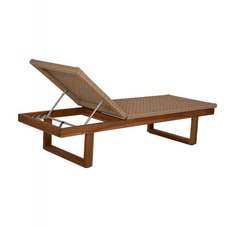 ΞΑΠΛΩΣΤΡΑ PATRON HM5993 TEAK ΞΥΛΟ ΚΑΙ ΣΧΟΙΝΙ VIRO ΣΕ ΠΛΕΞΗ WICKER 191x65x86Yεκ.