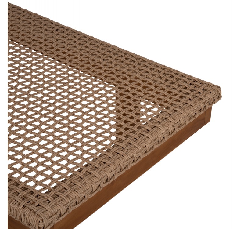 ΞΑΠΛΩΣΤΡΑ PATRON HM5993 TEAK ΞΥΛΟ ΚΑΙ ΣΧΟΙΝΙ VIRO ΣΕ ΠΛΕΞΗ WICKER 191x65x86Yεκ.