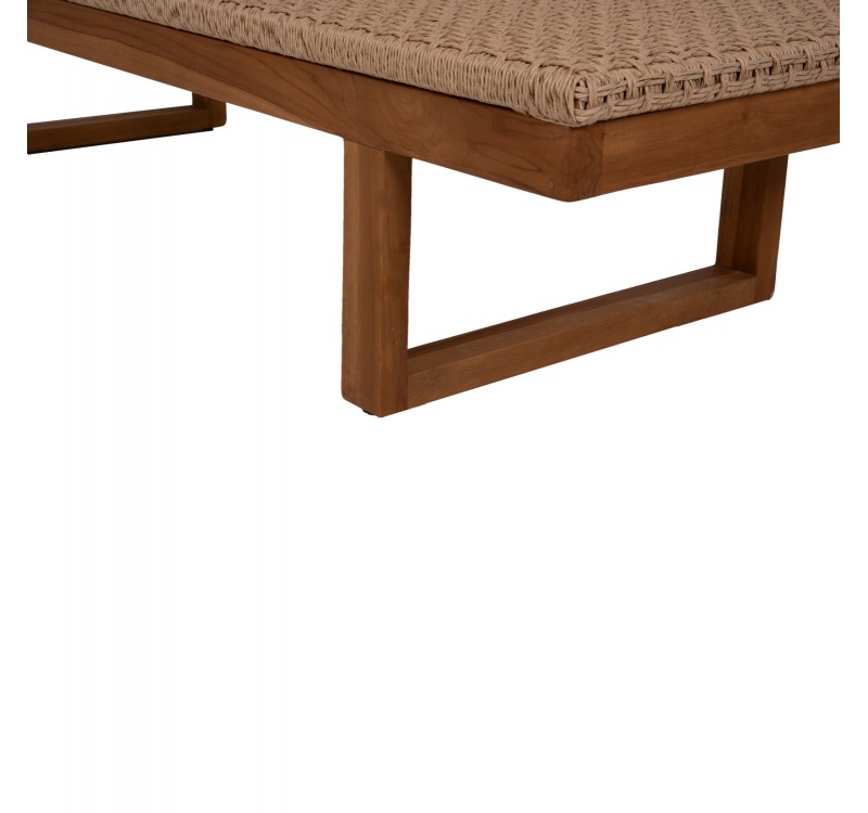 ΞΑΠΛΩΣΤΡΑ PATRON HM5993 TEAK ΞΥΛΟ ΚΑΙ ΣΧΟΙΝΙ VIRO ΣΕ ΠΛΕΞΗ WICKER 191x65x86Yεκ.