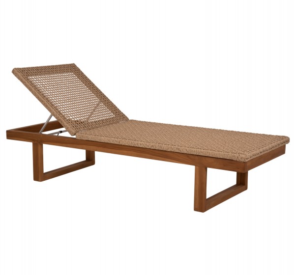 ΞΑΠΛΩΣΤΡΑ PATRON HM5993 TEAK ΞΥΛΟ ΚΑΙ ΣΧΟΙΝΙ VIRO ΣΕ ΠΛΕΞΗ WICKER 191x65x86Yεκ.