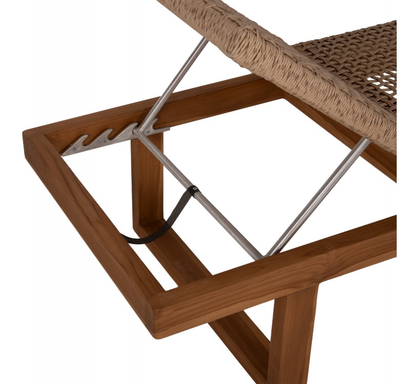 ΞΑΠΛΩΣΤΡΑ PATRON HM5993 TEAK ΞΥΛΟ ΚΑΙ ΣΧΟΙΝΙ VIRO ΣΕ ΠΛΕΞΗ WICKER 191x65x86Yεκ.