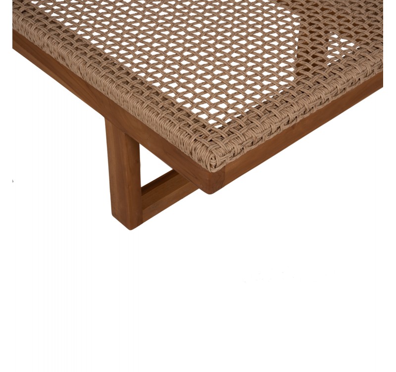 ΞΑΠΛΩΣΤΡΑ PATRON HM5993 TEAK ΞΥΛΟ ΚΑΙ ΣΧΟΙΝΙ VIRO ΣΕ ΠΛΕΞΗ WICKER 191x65x86Yεκ.