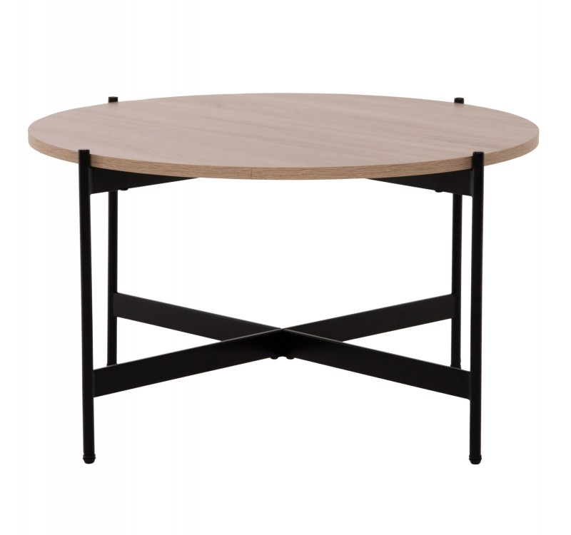 ΤΡΑΠΕΖΙ ΣΑΛΟΝΙΟΥ HM9588.03 MDF ΣΟΝΑΜΑ-ΜΑΥΡΗ ΜΕΤΑΛΛΙΚΗ ΒΑΣΗ Φ80x45Υεκ.