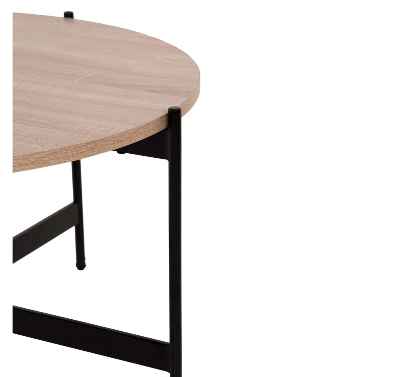 ΤΡΑΠΕΖΙ ΣΑΛΟΝΙΟΥ HM9588.03 MDF ΣΟΝΑΜΑ-ΜΑΥΡΗ ΜΕΤΑΛΛΙΚΗ ΒΑΣΗ Φ80x45Υεκ.