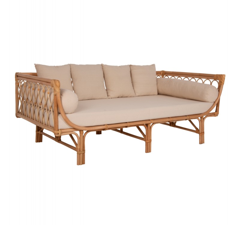 ΚΑΝΑΠΕΣ-ΚΡΕΒΑΤΙ ΕΞ. ΧΩΡΟΥ ALIKI HM9658 RATTAΝ ΦΥΣΙΚΟ-ΜΠΕΖ ΜΑΞΙΛΑΡΙΑ 200x100x76Yεκ.