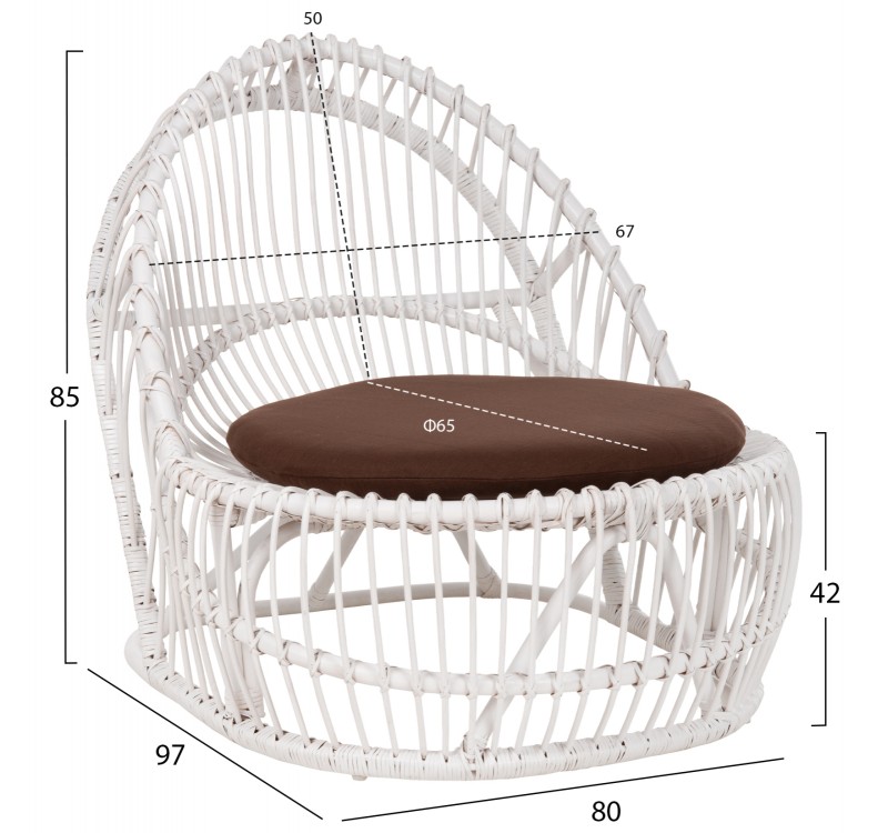 ΠΟΛΥΘΡΟΝΑ ENTROPY HM9840.02 RATTAN ΛΕΥΚΟ ΜΕ ΚΑΦΕ ΜΑΞΙΛΑΡΙ 80x97x85Υεκ.