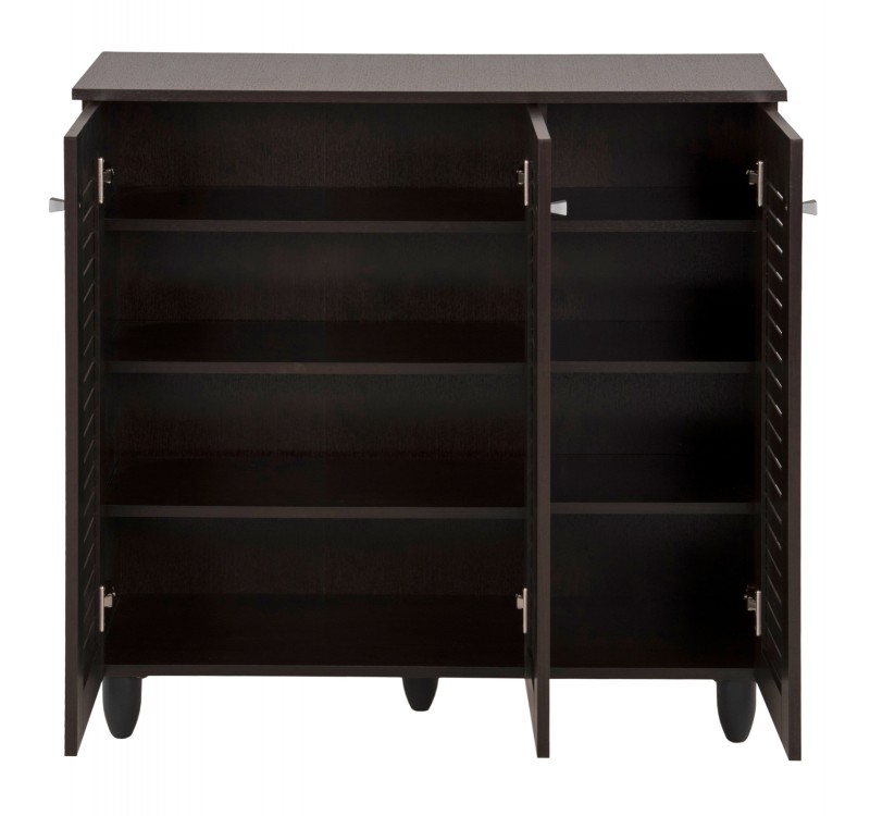 ΠΑΠΟΥΤΣΟΘΗΚΗ-ΝΤΟΥΛΑΠΑ PROLLY HM9609.01 ΜΕΛΑΜΙΝΗ WENGE-3ΠΟΡΤΕΣ-4ΡΑΦΙΑ 87x32x88Υεκ.