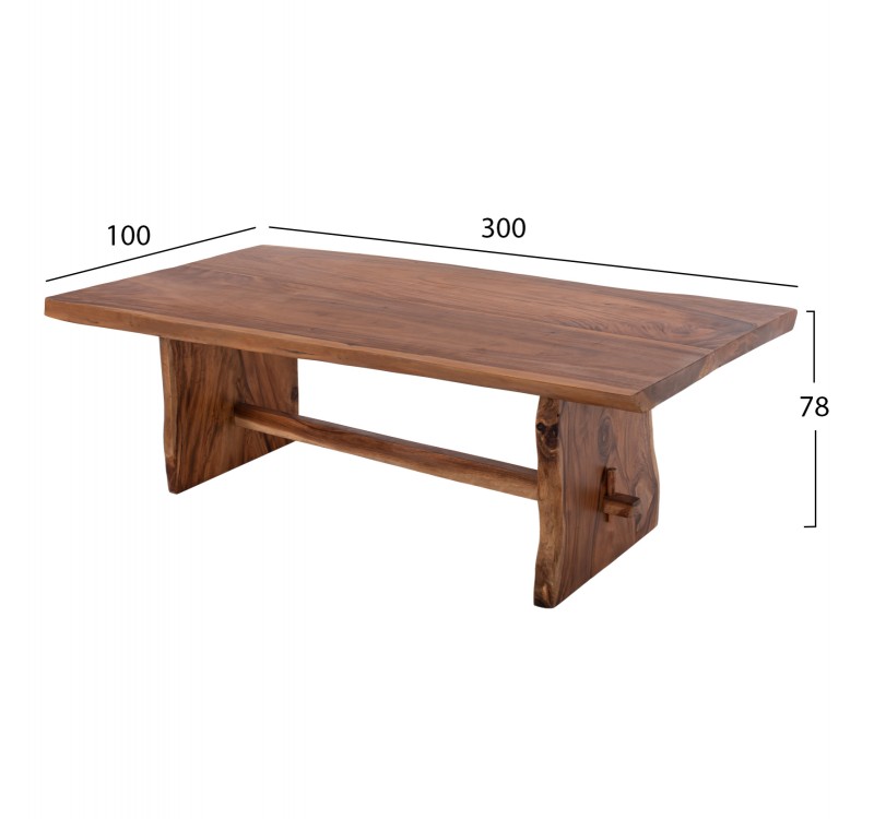 ΤΡΑΠΕΖΙ ΤΡΑΠΕΖΑΡΙΑΣ ULYSES HM9759 ΜΑΣΙΦ ΞΥΛΟ SUAR ΣΕ ΦΥΣΙΚΟ ΠΑΧΟΥΣ 9εκ 300x100x78Yεκ.