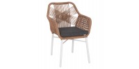 ΠΟΛΥΘΡΟΝΑ TOPIN HM6048.01 ΑΛΟΥΜΙΝΙΟ ΛΕΥΚΟ-P.E. RATTAN ΑΝΟΙΧΤΟ ΚΑΦΕ-ΜΑΞΙΛΑΡΙ ΓΚΡΙ 58x60x83Υ εκ