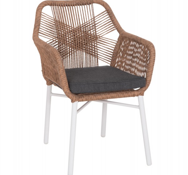ΠΟΛΥΘΡΟΝΑ TOPIN HM6048.01 ΑΛΟΥΜΙΝΙΟ ΛΕΥΚΟ-P.E. RATTAN ΑΝΟΙΧΤΟ ΚΑΦΕ-ΜΑΞΙΛΑΡΙ ΓΚΡΙ 58x60x83Υ εκ