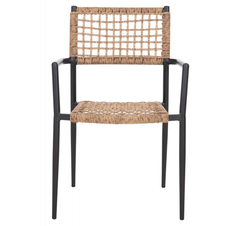 ΠΟΛΥΘΡΟΝΑ TRILAN HM6044.02 ΑΛΟΥΜΙΝΙΟ ΜΑΥΡΟ ΜΕ ΣΥΝΘΕΤΙΚΟ RATTAN ΦΥΣΙΚΟ 57x59x85Υεκ.