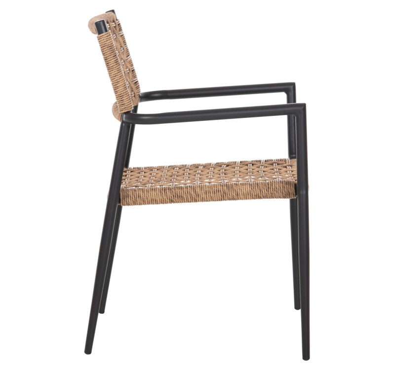 ΠΟΛΥΘΡΟΝΑ TRILAN HM6044.02 ΑΛΟΥΜΙΝΙΟ ΜΑΥΡΟ ΜΕ ΣΥΝΘΕΤΙΚΟ RATTAN ΦΥΣΙΚΟ 57x59x85Υεκ.