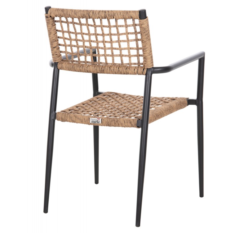 ΠΟΛΥΘΡΟΝΑ TRILAN HM6044.02 ΑΛΟΥΜΙΝΙΟ ΜΑΥΡΟ ΜΕ ΣΥΝΘΕΤΙΚΟ RATTAN ΦΥΣΙΚΟ 57x59x85Υεκ.