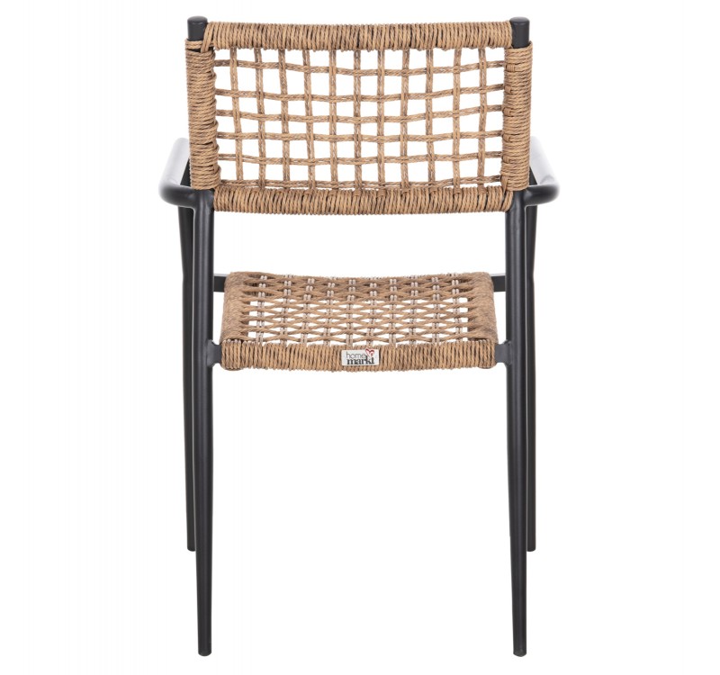 ΠΟΛΥΘΡΟΝΑ TRILAN HM6044.02 ΑΛΟΥΜΙΝΙΟ ΜΑΥΡΟ ΜΕ ΣΥΝΘΕΤΙΚΟ RATTAN ΦΥΣΙΚΟ 57x59x85Υεκ.