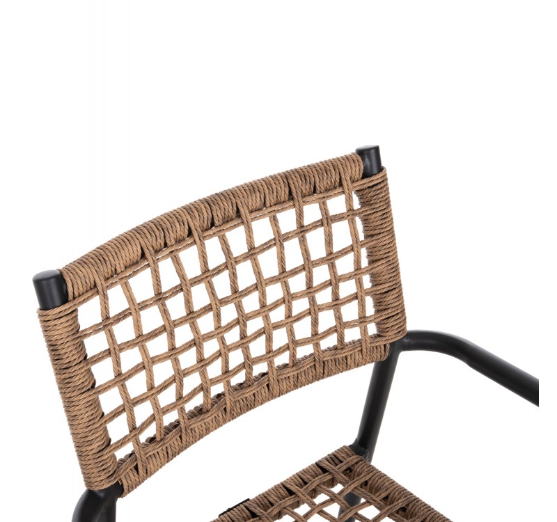 ΠΟΛΥΘΡΟΝΑ TRILAN HM6044.02 ΑΛΟΥΜΙΝΙΟ ΜΑΥΡΟ ΜΕ ΣΥΝΘΕΤΙΚΟ RATTAN ΦΥΣΙΚΟ 57x59x85Υεκ.