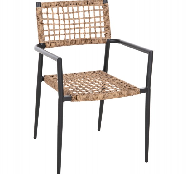 ΠΟΛΥΘΡΟΝΑ TRILAN HM6044.02 ΑΛΟΥΜΙΝΙΟ ΜΑΥΡΟ ΜΕ ΣΥΝΘΕΤΙΚΟ RATTAN ΦΥΣΙΚΟ 57x59x85Υεκ.