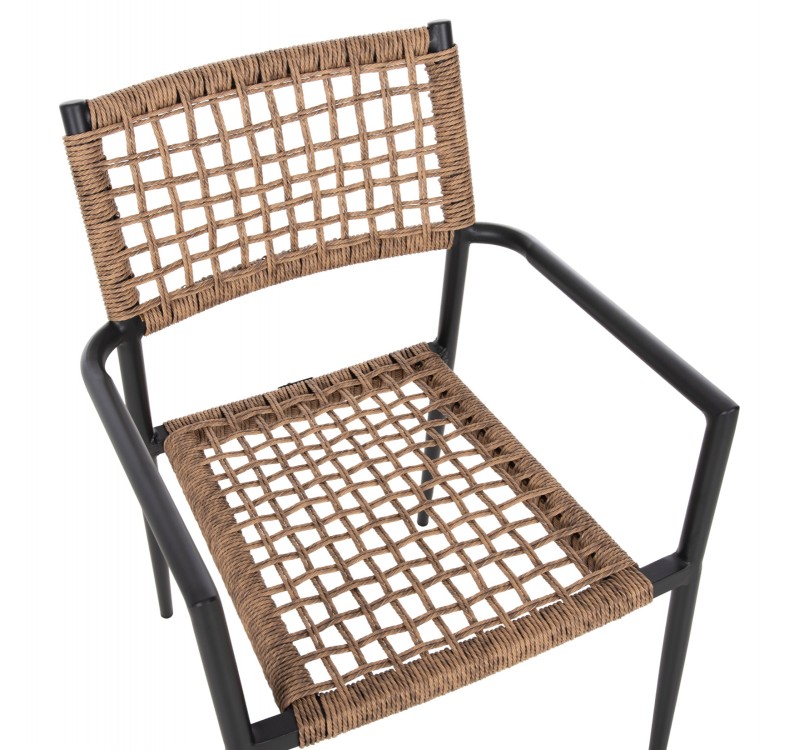 ΠΟΛΥΘΡΟΝΑ TRILAN HM6044.02 ΑΛΟΥΜΙΝΙΟ ΜΑΥΡΟ ΜΕ ΣΥΝΘΕΤΙΚΟ RATTAN ΦΥΣΙΚΟ 57x59x85Υεκ.