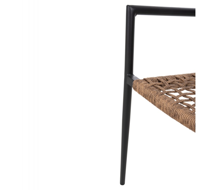 ΠΟΛΥΘΡΟΝΑ TRILAN HM6044.02 ΑΛΟΥΜΙΝΙΟ ΜΑΥΡΟ ΜΕ ΣΥΝΘΕΤΙΚΟ RATTAN ΦΥΣΙΚΟ 57x59x85Υεκ.