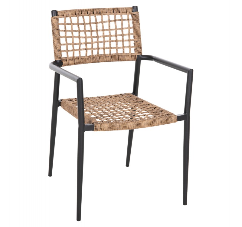 ΠΟΛΥΘΡΟΝΑ TRILAN HM6044.02 ΑΛΟΥΜΙΝΙΟ ΜΑΥΡΟ ΜΕ ΣΥΝΘΕΤΙΚΟ RATTAN ΦΥΣΙΚΟ 57x59x85Υεκ.