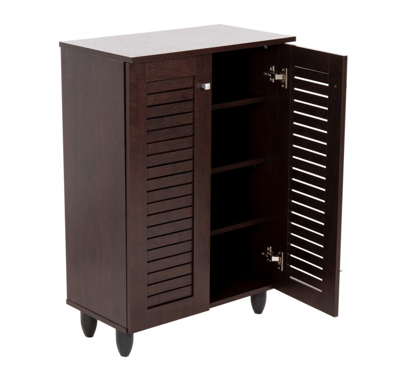 ΠΑΠΟΥΤΣΟΘΗΚΗ-ΝΤΟΥΛΑΠΑ PROLLY HM9608.01 ΜΕΛΑΜΙΝΗ WENGE-2ΠΟΡΤΕΣ-4ΡΑΦΙΑ 60x34x88Υεκ.