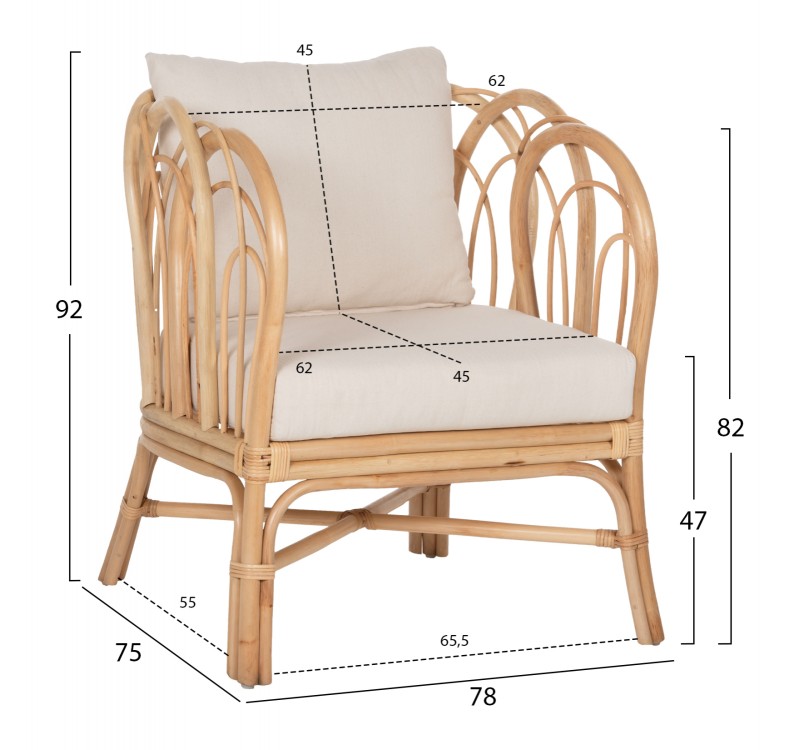 ΠΟΛΥΘΡΟΝΑ ESTOR HM9817 RATTAN ΣΕ ΦΥΣΙΚΟ-ΛΕΥΚΟ ΜΑΞΙΛΑΡΙ 78x75x92Υ εκ.