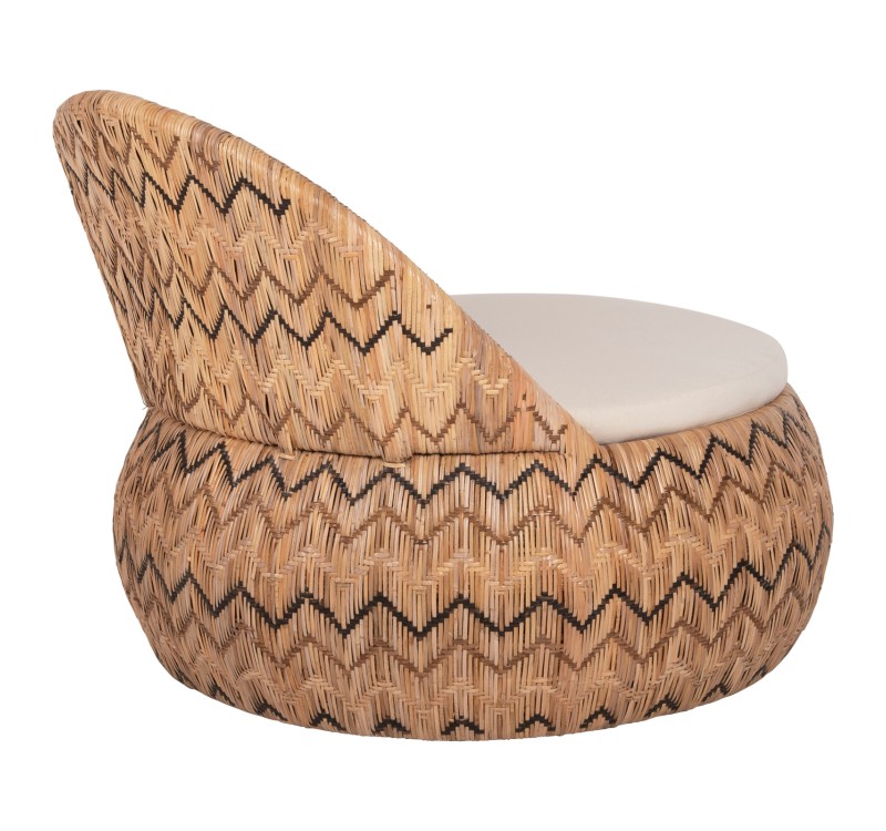 ΠΟΛΥΘΡΟΝΑ ΣΤΡΟΓΓΥΛΗ LADLON HM5992 RATTAN ΦΥΣΙΚΟ-ΕΚΡΟΥ ΜΑΞΙΛΑΡΙ 97x97x76Υεκ.