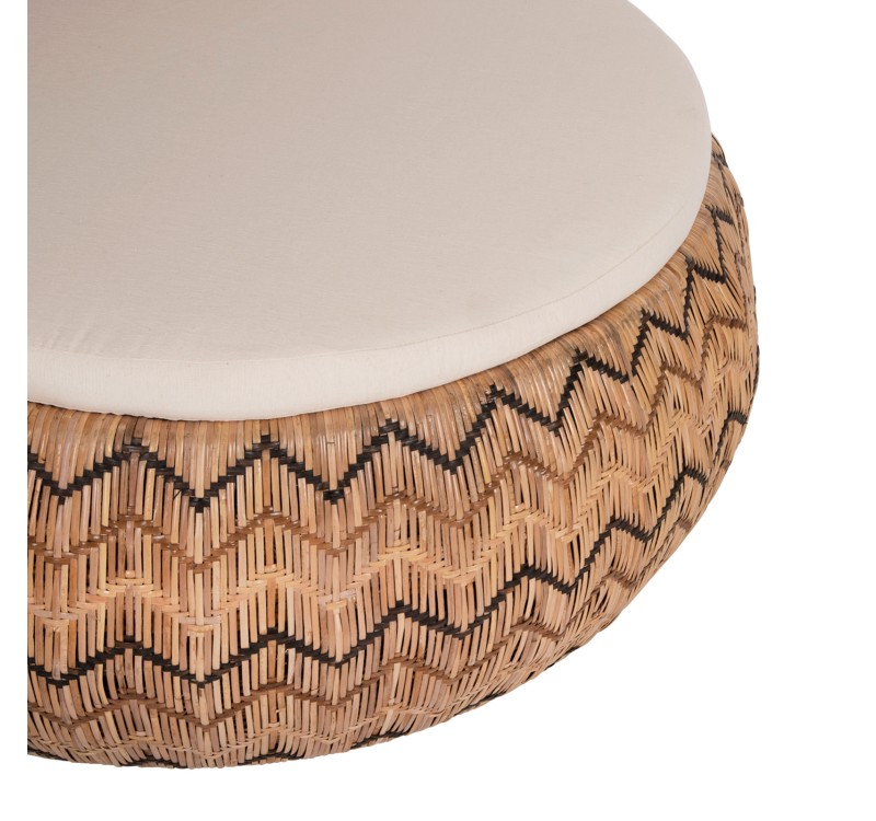 ΠΟΛΥΘΡΟΝΑ ΣΤΡΟΓΓΥΛΗ LADLON HM5992 RATTAN ΦΥΣΙΚΟ-ΕΚΡΟΥ ΜΑΞΙΛΑΡΙ 97x97x76Υεκ.