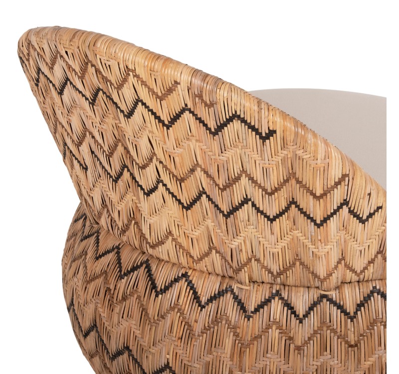 ΠΟΛΥΘΡΟΝΑ ΣΤΡΟΓΓΥΛΗ LADLON HM5992 RATTAN ΦΥΣΙΚΟ-ΕΚΡΟΥ ΜΑΞΙΛΑΡΙ 97x97x76Υεκ.