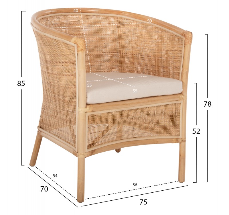 ΠΟΛΥΘΡΟΝΑ APRON HM9818 RATTAN ΠΛΕΚΤΟ ΣΕ ΦΥΣΙΚΟ-ΛΕΥΚΟ ΜΑΞΙΛΑΡΙ 75x70x85Υεκ.