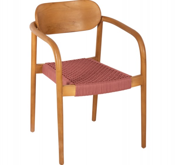 ΠΟΛΥΘΡΟΝΑ OSLO HM9636.06 ΞΥΛΟ TEAK ΦΥΣΙΚΟ & ΡΟΖ ΣΧΟΙΝΙ 55x54x80Yεκ.