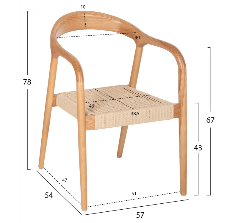 ΠΟΛΥΘΡΟΝΑ HM9874 ΞΥΛΟ ΦΡΑΞΙΝΟΣ ΚΑΙ PAPER ROPE 57x54x78Yεκ.