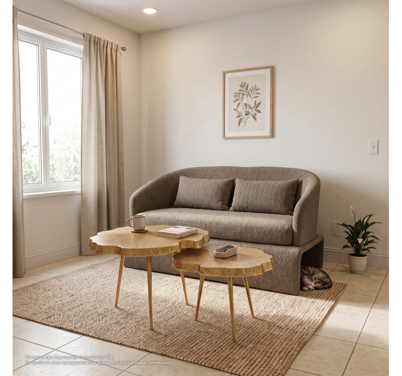 ΚΑΝΑΠΕΣ ΔΙΘΕΣΙΟΣ BEVY2 HM9678.03 ΜΠΕΖ ΜΠΟΥΚΛΕ ΥΦΑΣΜΑ-ΜΕΤΑΛΛΙΚΟΣ ΣΚΕΛΕΤΟΣ 128x72x74Υεκ.