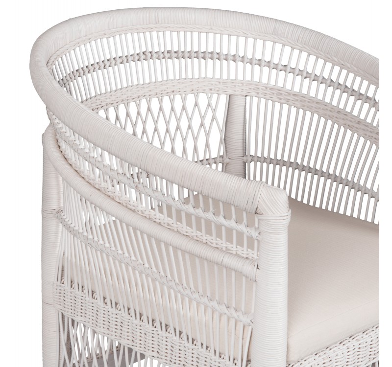 ΠΟΛΥΘΡΟΝΑ MALAWI HM9635.02 ΞΥΛΟ ΜΑΟΝΙ ΜΕ RATTAN ΛΕΥΚΟ-ΛΕΥΚΟ ΜΑΞΙΛΑΡΙ 80x70x86Υεκ.