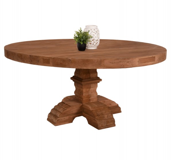 ΤΡΑΠΕΖΙ ΣΤΡΟΓΓΥΛΟ PROVENCE HM9642 ΑΝΑΚΥΚΛ. ΤΕΑΚ ΞΥΛΟ-8εκ ΕΠΙΦΑΝΕΙΑ Φ180x76Υεκ.