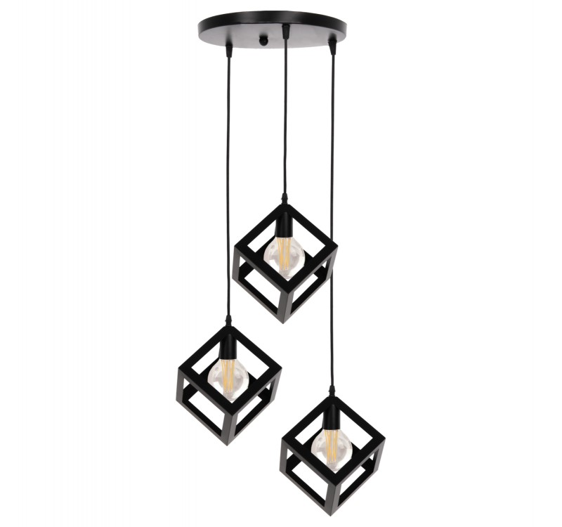 ΦΩΤΙΣΤΙΚΟ ΟΡΟΦΗΣ ΚΡΕΜΑΣΤΟ HM4036 3 ΚΥΒΟΙ ΜΑΥΡΟ ΜΕΤΑΛΛΟ Φ23x122Yεκ.