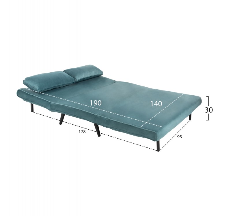 ΚΑΝΑΠΕΣ ΚΡΕΒΑΤΙ 2 ΑΤΟΜΩΝ ASMA HM3077.15 ΒΕΛΟΥΔΟ ΜΕΝΤΑ 140x80x77Yεκ.