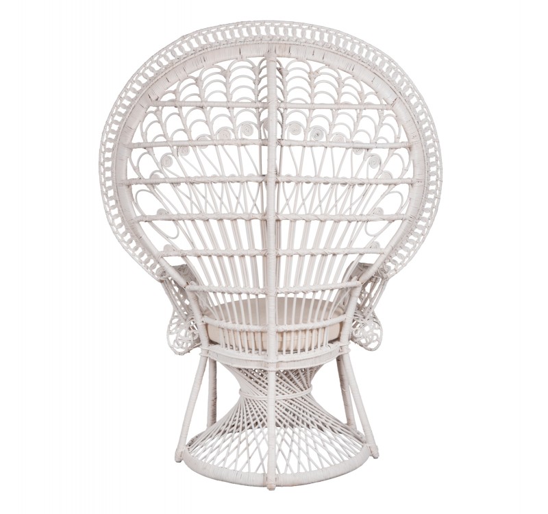 ΠΟΛΥΘΡΟΝΑ ROYAL PEACOCK HM9342.02 RATTAN ΣΕ ΛΕΥΚΟ-ΜΑΞΙΛΑΡΙ ΛΕΥΚΟ 114x72x150Yεκ.