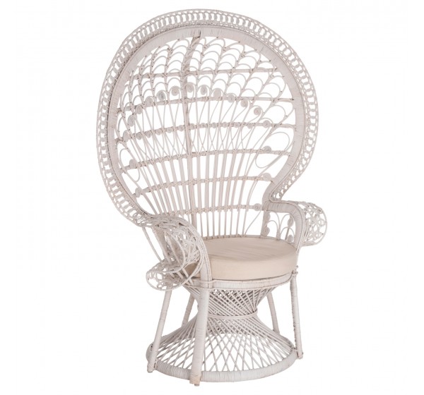 ΠΟΛΥΘΡΟΝΑ ROYAL PEACOCK HM9342.02 RATTAN ΣΕ ΛΕΥΚΟ-ΜΑΞΙΛΑΡΙ ΛΕΥΚΟ 114x72x150Yεκ.