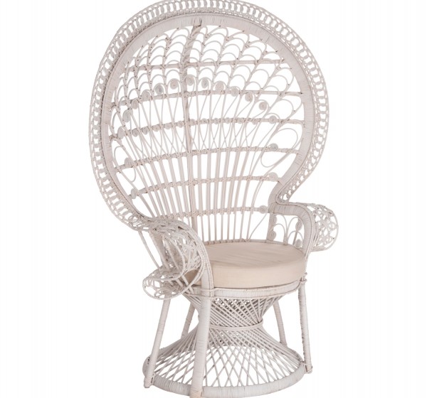 ΠΟΛΥΘΡΟΝΑ ROYAL PEACOCK HM9342.02 RATTAN ΣΕ ΛΕΥΚΟ-ΜΑΞΙΛΑΡΙ ΛΕΥΚΟ 114x72x150Yεκ.