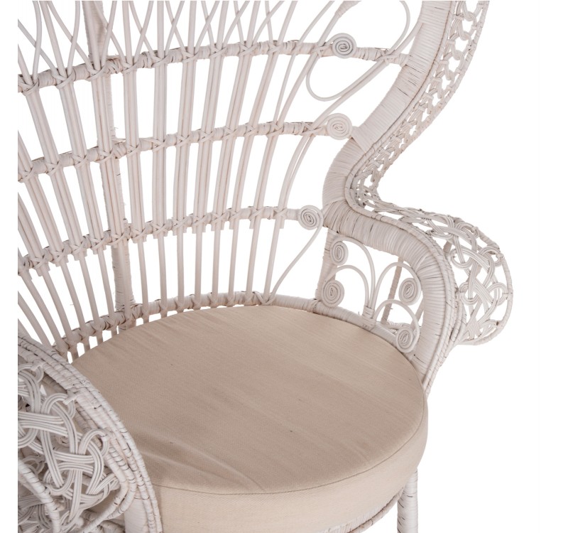 ΠΟΛΥΘΡΟΝΑ ROYAL PEACOCK HM9342.02 RATTAN ΣΕ ΛΕΥΚΟ-ΜΑΞΙΛΑΡΙ ΛΕΥΚΟ 114x72x150Yεκ.