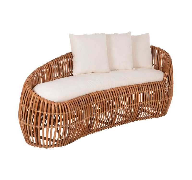 ΚΑΝΑΠΕΣ-ΑΝΑΚΛΙΝΤΡΟ LANTRY HM5991 ΦΥΣΙΚΟ RATTAN- ΛΕΥΚΑ ΜΑΞΙΛΑΡΙΑ 215x60x78Yεκ.