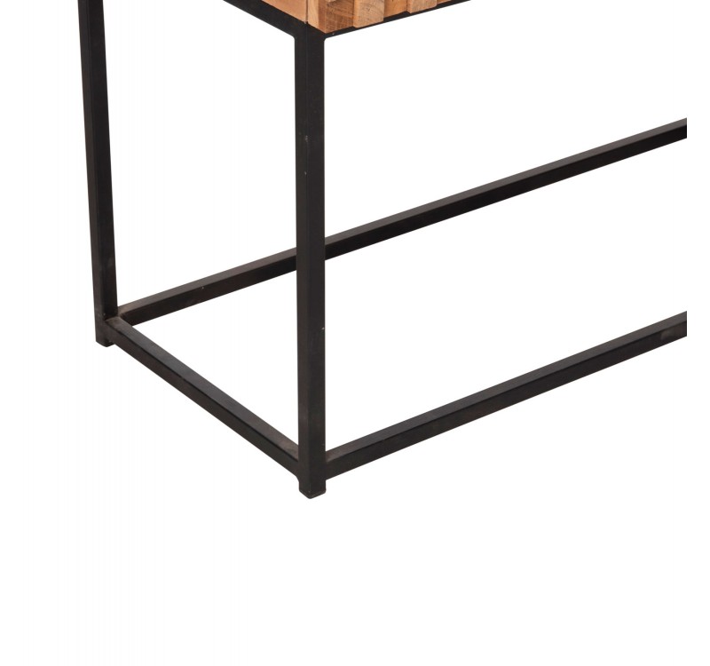 ΚΟΝΣΟΛΑ ΜΕ ΣΥΡΤΑΡΙΑ JORDI HM9801 ΞΥΛΟ TEAK ΦΥΣΙΚΟ-ΜΑΥΡΗ ΜΕΤΑΛΛΙΚΗ ΒΑΣΗ 180x43x79Υεκ.