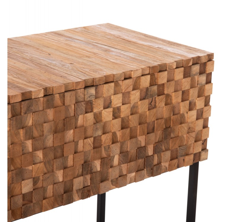 ΚΟΝΣΟΛΑ ΜΕ ΣΥΡΤΑΡΙΑ JORDI HM9801 ΞΥΛΟ TEAK ΦΥΣΙΚΟ-ΜΑΥΡΗ ΜΕΤΑΛΛΙΚΗ ΒΑΣΗ 180x43x79Υεκ.