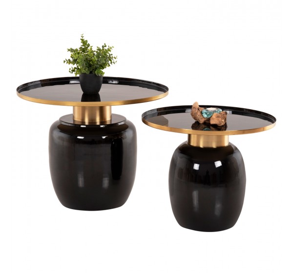 ΒΟΗΘΗΤΙΚΑ ΤΡΑΠΕΖΑΚΙΑ 2ΤΜΧ FRYNX HM9662 ΜΕΤΑΛΛΟ ΜΑΥΡΟ&ΧΡΥΣΟ Φ60 & Φ50,5 εκ.