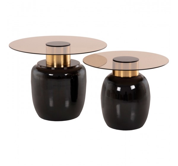 ΒΟΗΘΗΤΙΚΑ ΤΡΑΠΕΖΑΚΙΑ 2ΤΜΧ FRYN HM9663 ΜΕΤΑΛΛΟ ΣΕ ΚΑΦΕ&ΧΡΥΣΟ-ΓΥΑΛΙ Φ60 & Φ50 εκ.