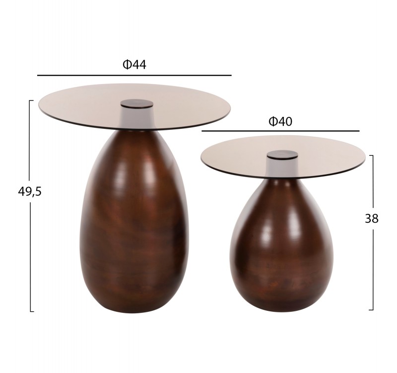 ΒΟΗΘΗΤΙΚΑ ΤΡΑΠΕΖΑΚΙΑ REGEN 2ΤΜΧ HM9666 ΜΕΤΑΛΛΟ ΧΑΛΚΙΝΟ-ΓΥΑΛΙ Φ44 & Φ40 εκ.