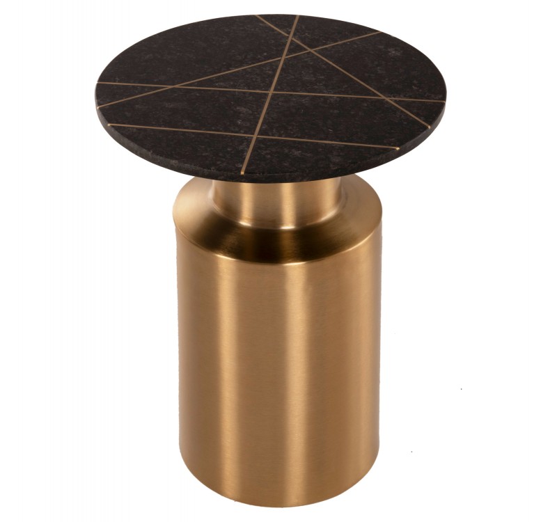 ΤΡΑΠΕΖΑΚΙ ΒΟΗΘΗΤΙΚΟ CLAYDEE HM9675 ΜΕΤΑΛΛΟ ΧΡΥΣΟ-ΜΑΥΡΟ ΜΑΡΜΑΡΟ ΤΟΠ Φ41x54,5Υεκ.